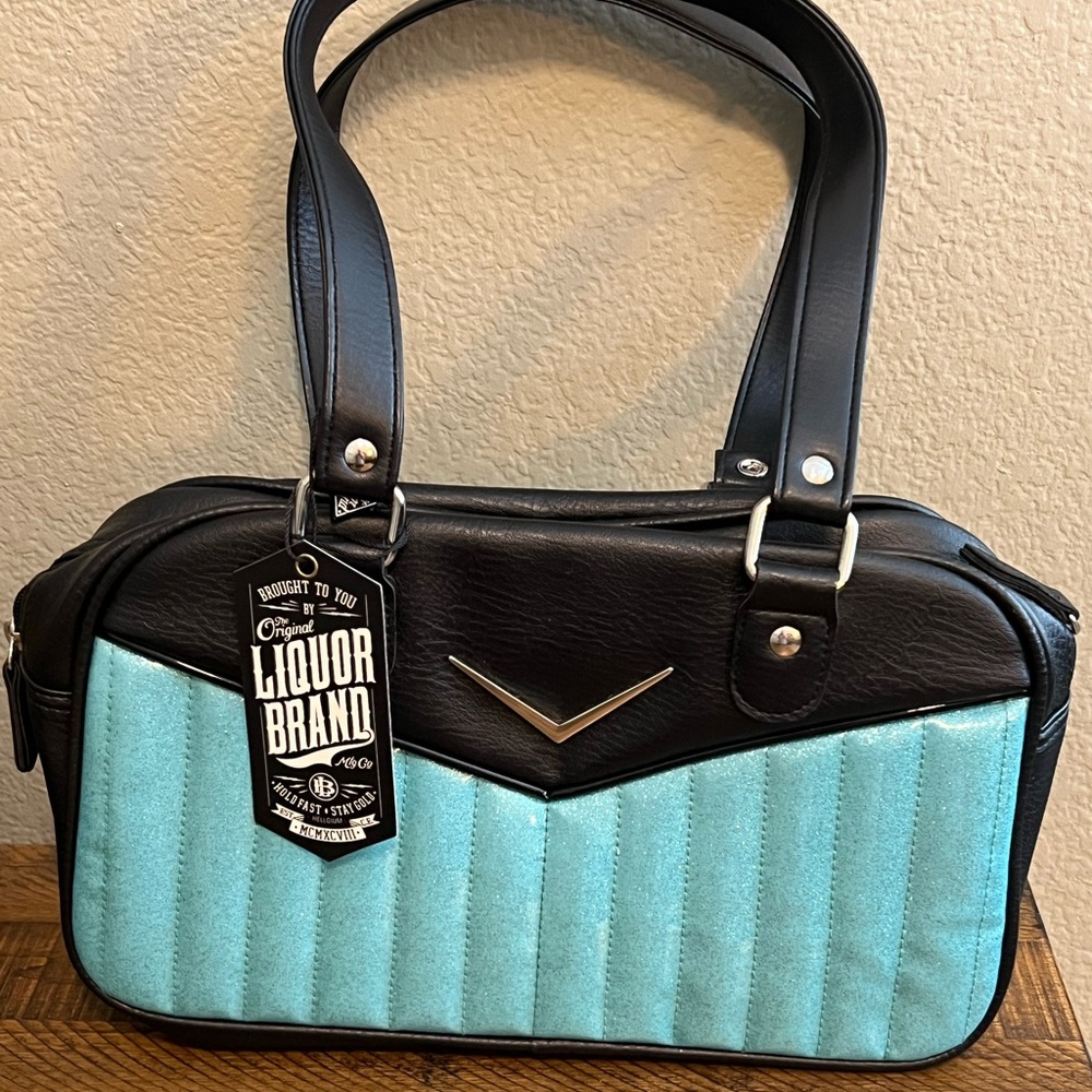 Liquor Brand Bonneville Bowler Purse with Chevron Logo